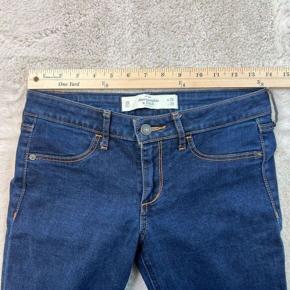 Abercrombie & Fitch Jegging Dark Wash Stretch Jeans Womens Size 26x29 Low Rise - Picture 3 of 9